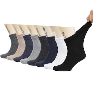 Cotton Men&#39;s Socks, Diabetic Ankle Socks for Him, Soft Cotton Crew Socks for Comfort & Style, Eco-Friendly, Argyle Pattern, 4 / 8 Pairs