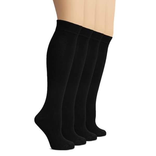 Hugh Ugoli Women's Bamboo Knee High Socks | Comfort Seam Long Dress Socks, Soft & Lightweight | Shoe Size 5-8/8-11, 4 / 8 Pairs