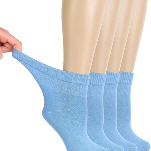 Women's Bamboo Diabetic Ankle Socks, Sizes 6-12, 4-Pair All Season Blue