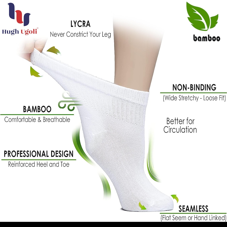 Women's Bamboo Diabetic Ankle Socks, Sizes 6-12, 4-Pair All Season image 2