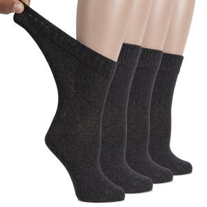 Women&#39;s Diabetic Socks, Non Binding Cotton Crew Socks, Seamless Toe, Therapeutic Circulation Socks for Swelling-Sensitive Feet, 4 / 8 Pairs