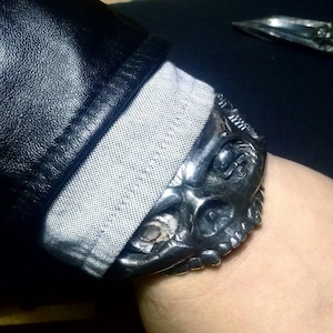 rare Skull  bangle  925 Darkness aesthetics  edgy   unique gifts Masonic