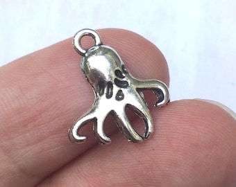 Silver Octopus Charm or Pendant for Octopus Jewelry and Accessories