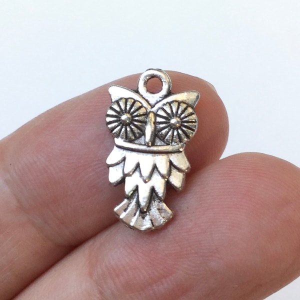 Silver Owl Charms, Owl Pendant for Owl Jewelry, Necklace, Bracelet or Keychain, Gift for Owl Lover