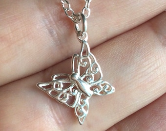 Sterling Silver Butterfly Charm or Necklace; Butterfly Pendant, Charm for Bracelet; Gift for Mom; Gift for Friend, Sympathy, Graduation