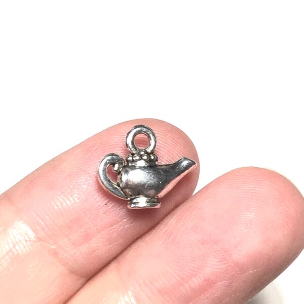 1/2/5 Silver Genie Lamp Charms; Oil Lamp Charms; For Pendant12, Jewelry, Necklace, Earrings, Charm Bracelet, Keychain, Magic Carpet, Teapot