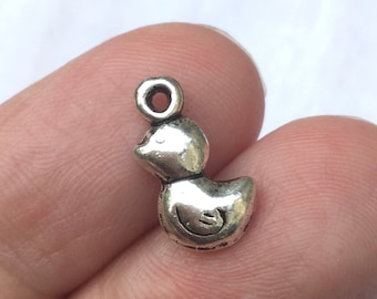 Silver Duck Charms, Rubber Ducky Charm or Pendant, Gift for Baby, Gift for New Mom, Baby Shower Gift