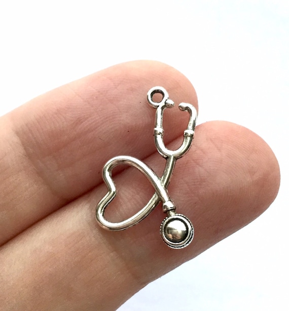 Wholesale Market Charm Pendants Medical Doctor Stethoscope Silver Tone 23x8mm
