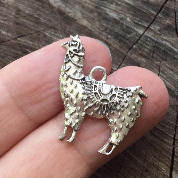 Silver Llama Charm, Silver Alpaca Charms, Llama Pendants, Alpaca Pendants for Jewelry, Keychain, Zipper Pull