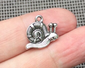 Silver Snail Charm for Jewelry or Accessories, Snail Necklace, Snail Keychain