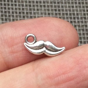 1 or 5 Silver Moustache Charm for Moustache Jewelry, Moustache Keychain, or Moustache Accessories