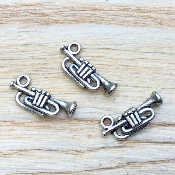 Silver Trumpet Charms for Jewellery, Keychain, or Accessories; Bugle Charm; Horn Charm, Gift for Music Lover, Musician, Band Member