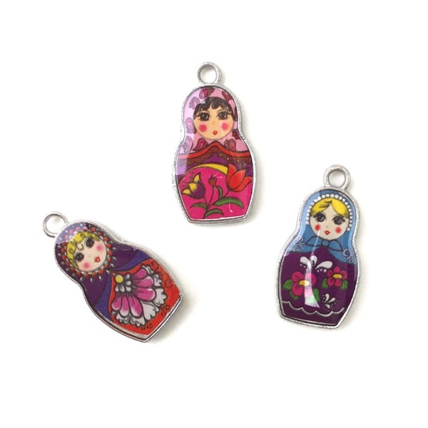 Russian Nesting Doll Charms or Pendants for Necklace, Earrings, Accessories; Gift for New Mom, Pregnancy, Fertility, Birthday, Mother's Day