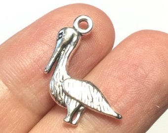 Silver Yellow Plated Pelican Charm 42mm Silver Yellow Plated Pelican Charm 42mm