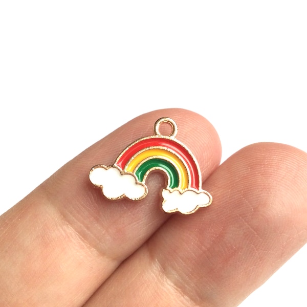 Cute Colourful Rainbow Charm with Clouds; Red, Yellow, Green Rainbow Pendant, Necklace, Jewelry; Kids / Children's / Pride Charm or Jewelry