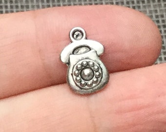 Silver Retro Rotary Phone Charms or Pendants for Necklace, Charm Bracelet, Earrings, Vintage Rotary Phone Charm