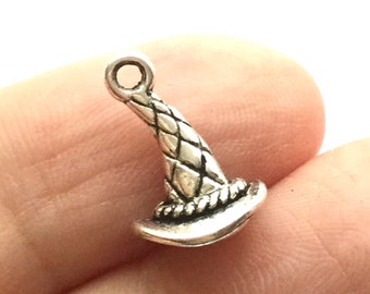 1 or 2 Silver Wizard Hat Charm for Wizard Jewelry and Wizard Accessories, Wizardry Gift, Magic, Loot Bag Gift