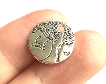 Silver Healing Tree Charm, Heal Pendant for Jewelry, Necklace, Earrings, Charm Bracelet; Get Well Gift; Gift for Nurse, Divorce, Grief