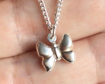 Sterling Silver Butterfly Charm or Necklace; Butterfly Pendant, Charm for Bracelet; Gift for Mom; Gift for Friend, Sympathy, Graduation