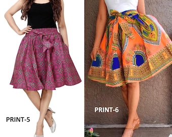 Ankara Skirt Dashiki Print Authentic African Wax High Waist Pleated Maxi Skirt