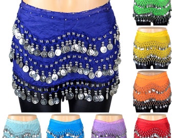 Belly Dance High Quality Hip Scarf Skirt Wrap Chiffon Sequins Flow Coin Skirt Scarf Wrap Belt