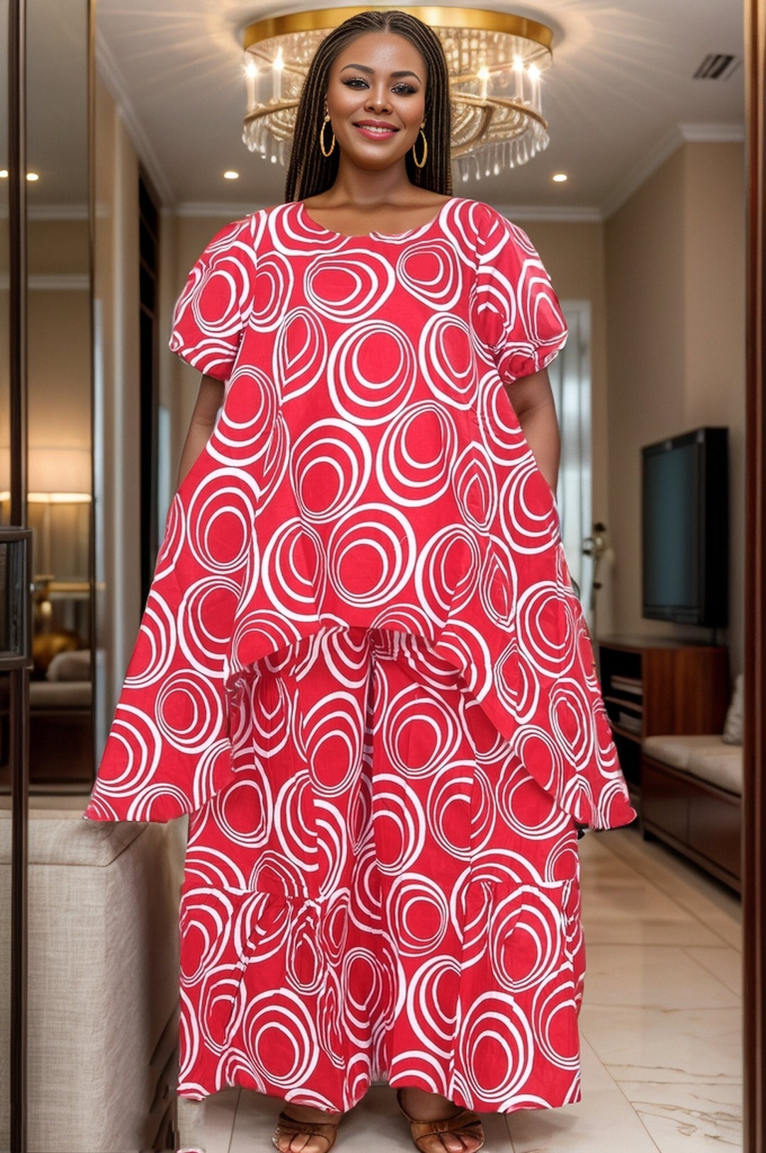 All over cut work mirror cord set fawn 2 pc pant set