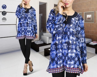 Women's Beautiful Design Pattern Long Sleeves Top Blouse T-Shirt