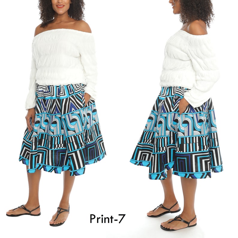 Ankara rok Dashiki print authentieke Afrikaanse wax hoge taille geplooide maxi rok PRINT-7