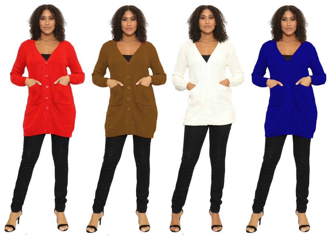 Women Long Sweater Button Down Long Sleeve Down Pocket Long Cardigan Sweater Coat Etsy
