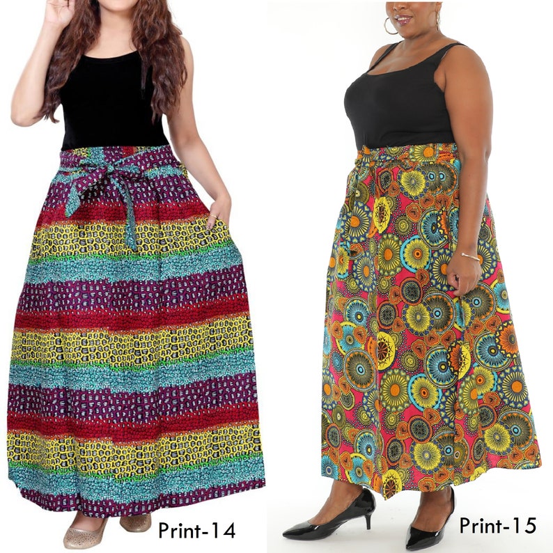 Ankara rok Dashiki print authentieke Afrikaanse wax hoge taille geplooide maxi rok afbeelding 9