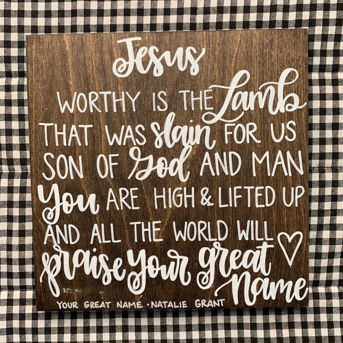 Your great name by Natalie Grant lyrics hand painted wood | Etsy