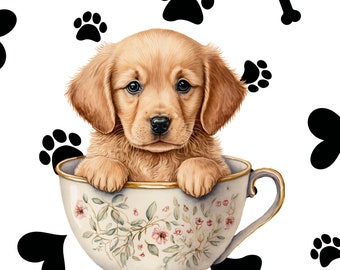 Teacup Puppies, 5 x 7 Card, blank, great gift, birthday , mother's day ,special day, hand designed