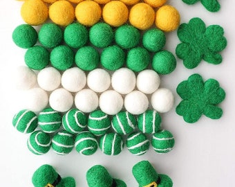 St Patricks Day Felt Balls Garland - St Patricks Day Decor - Green Felt Balls -  Pom Pom Garland - Wool Felt - Felt Balls - Wool Felt Balls