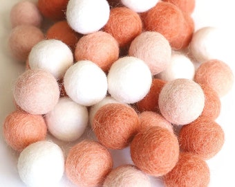 Blush Felt Balls - Fall Felt Pom Poms - Rust Felt Ball Garland - Wool Felt Balls - Felt Ball - Crafting Balls - Wool Crafting Balls - Felt