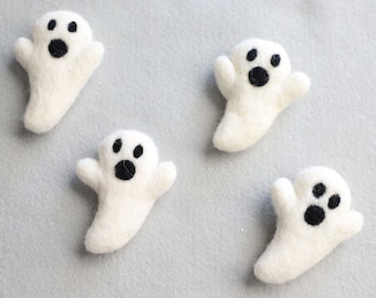 Ghost Felt Ball Shape - Halloween Felt Balls - Ghost Felt Accessories - Halloween Felt Garland - Felt Pom - Mantel Garland - Ghost Decor