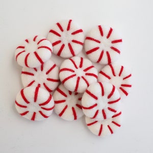 Peppermint Felt Balls - Christmas Felt Balls - Christmas Felt Accessories - Christmas Felt Ball Garland - Peppermint Felt Poms - Christmas