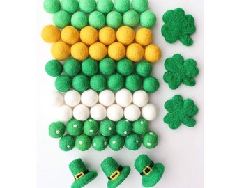 St Patricks Day Felt Balls Garland - St Patricks Day Decor - Green Felt Balls -  Pom Pom Garland - Wool Felt - Felt Balls - Wool Felt Balls