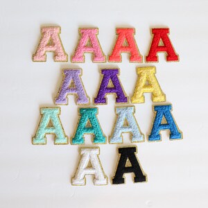 Stick On Gold Varsity Letter Chenille Sticker Patches, Glitter Varsity Patch, Chenille Patch - Chenille Letter - Adhesive Chenille Patch