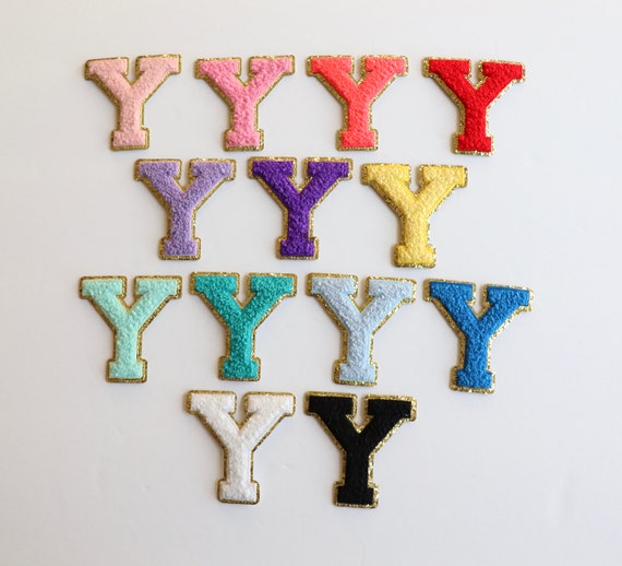 Stick on Y Gold Varsity Letter Chenille Sticker Patches, Glitter Varsity  Patch, Chenille Patch Chenille Letter Adhesive Chenille Patch 