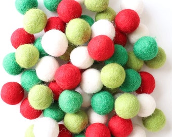 Christmas Felt Balls - Felt Pom Poms - Felt Ball Garland - Pom Pom Garland - Wool Felt - Felt Ball - Crafting Felt Balls - Wool Felt Balls