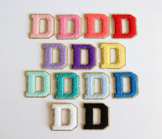 Stick on D Gold Varsity Letter Chenille Sticker Patches, Glitter Varsity  Patch, Chenille Patch Chenille Letter Adhesive Chenille Patch 