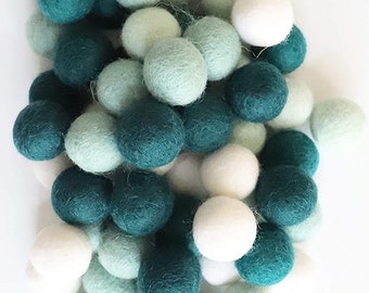 Felt Balls - Emerald Green Felt Pom Poms - Felt Ball Garland - Pom Pom Garland - Wool Felt Balls - Felt Ball - Crafting Felt Balls - Felt