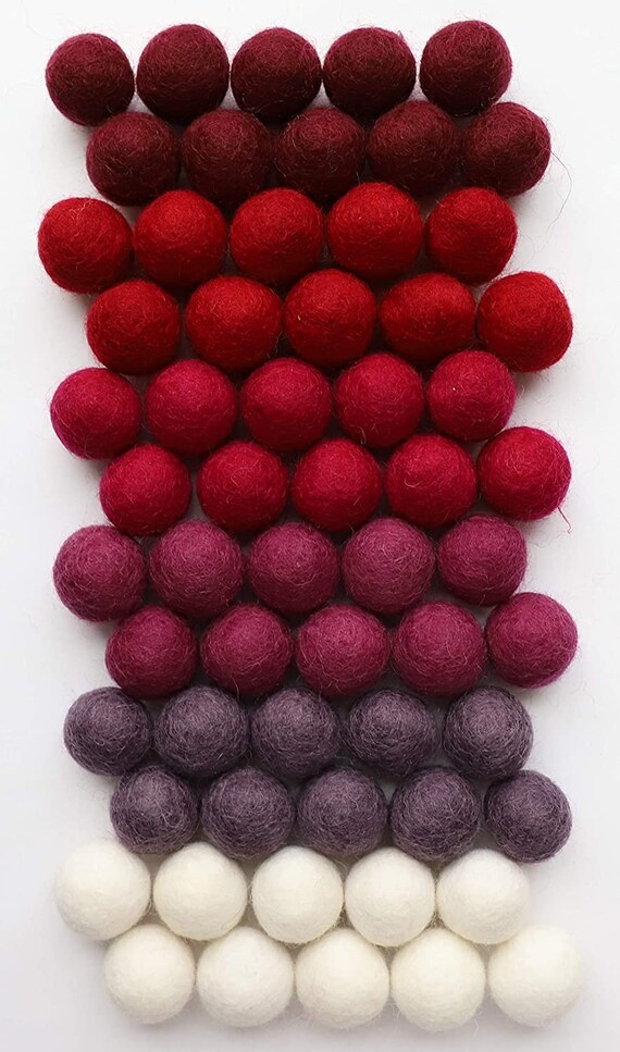 Felt Balls Red Felt Pom Poms Purple Felt Ball Garland Pom Pom Garland Wool  Felt Balls Felt Ball Crafting Felt Balls Felt 