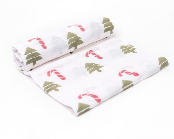 Christmas/Holiday Newborn Organic Cotton Muslin, Handmade, Hypoallergenic Baby Swaddle Blankets using all Natural dyes