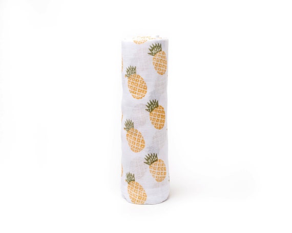 Pineapple Newborn Organic Cotton Muslin Handmade Hypoallergenic Baby Swaddle Blankets Using All Natural Dyes Etsy Canada