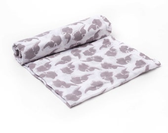 Organic Cotton Elephant Baby Swaddle/Baby Blanket - Hypoallergenic, Handmade using all Natural Dyes