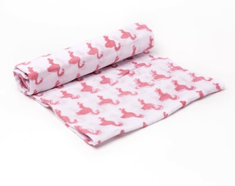 Flamingo Newborn Organic Cotton Muslin, Handmade, Hypoallergenic Baby Swaddle Blankets using all Natural dyes