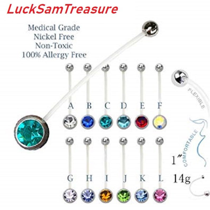 Ptfe Flexible CZ Crystal Pregnant Maternity Navel Belly Ring Etsy