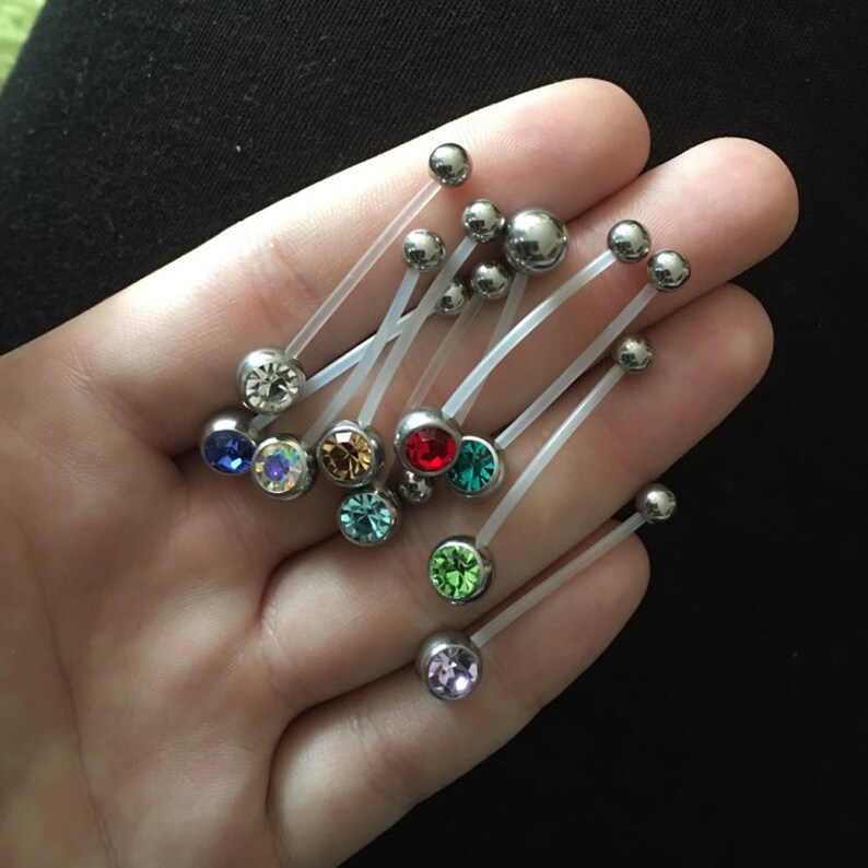 Ptfe Flexible CZ Crystal Pregnant Maternity Navel Belly Ring Etsy