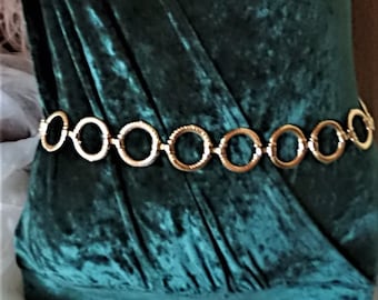 Metal belt gold-colored with circles, chain belt 3 cm wide, gift women, elegant belt, 70s jewelry belt, accessory belt,